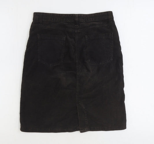 John Lewis Womens Brown Cotton Straight & Pencil Skirt Size 8 Zip