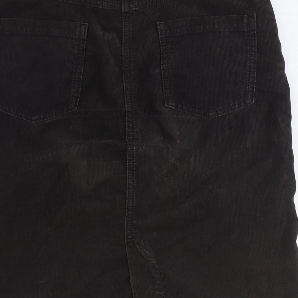 John Lewis Womens Brown Cotton Straight & Pencil Skirt Size 8 Zip