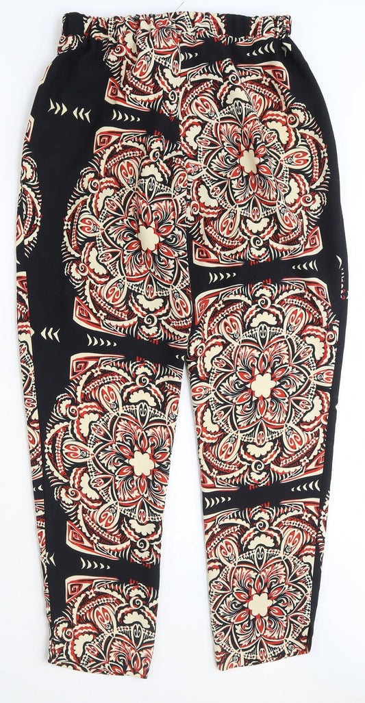 River Island Womens Multicoloured Geometric Polyester Harem Trousers Size 8 Regular Tie