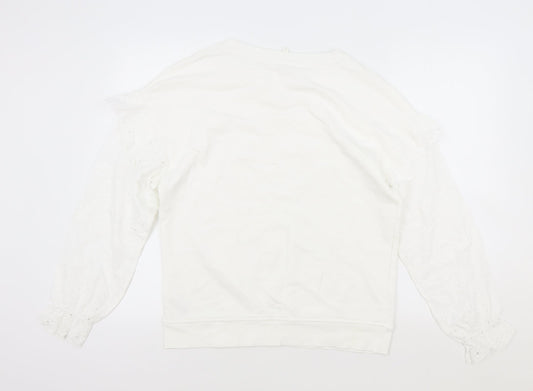 Womens UK Size S NEXT White Pullover Sweatshirt