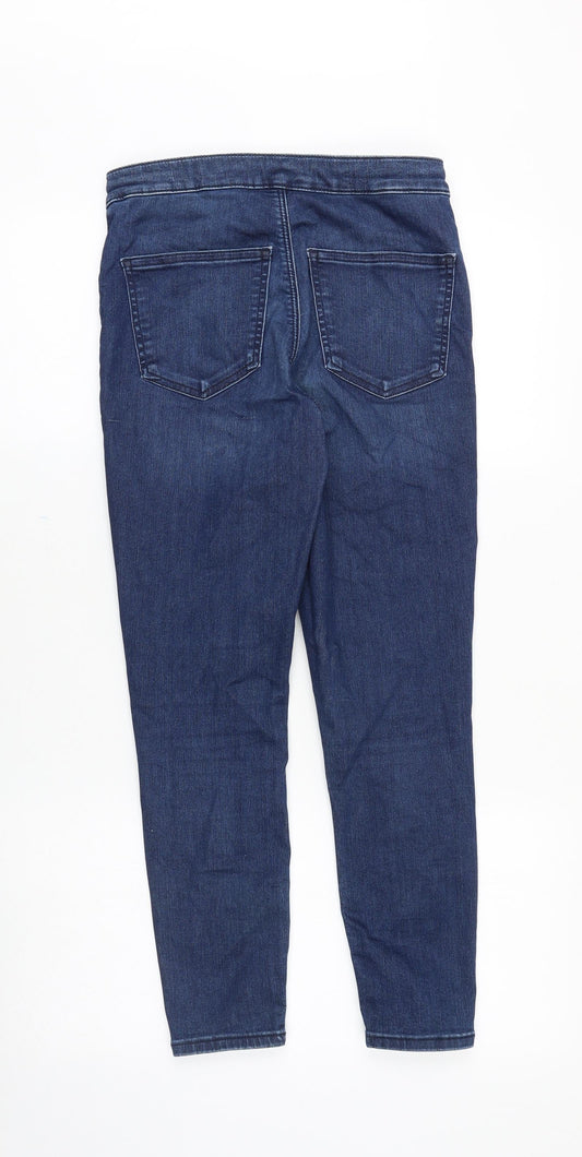 Topshop Womens Blue Cotton Skinny Jeans Size 30 in Slim Zip