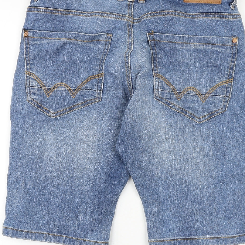 Duck and Cover Mens Blue Cotton Biker Shorts Size 30 in L11 in Regular Zip