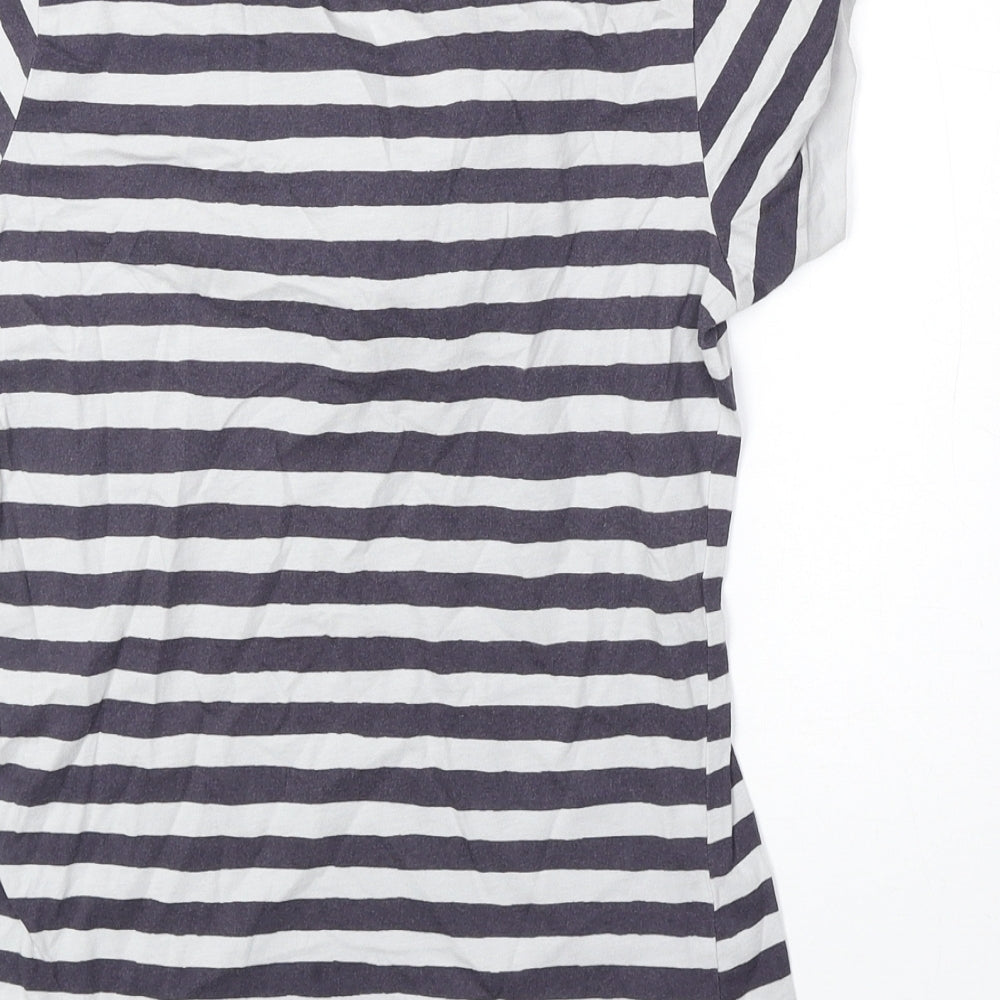 Great Plains Womens Blue Striped 100% Cotton Basic T-Shirt Size XS Scoop Neck