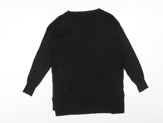 F&F Womens Black Round Neck Polyester Pullover Jumper Size 10