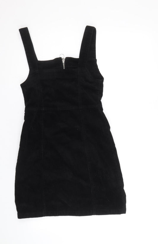 Denim & Co. Womens Black Cotton Mini Size 6 Square Neck Zip