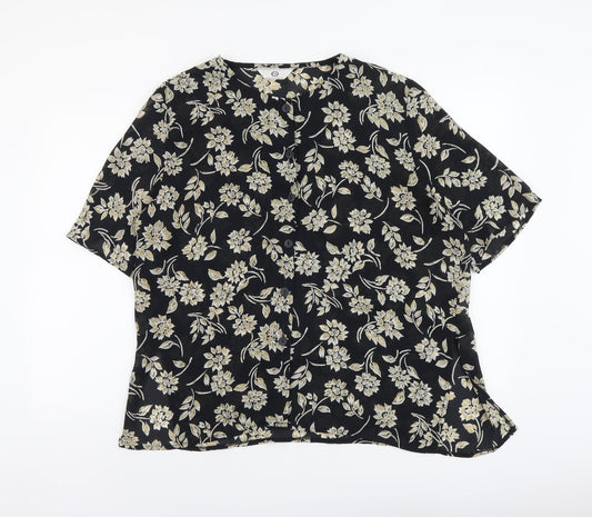 Womens UK Size 14 C&A Black Basic Button-Up