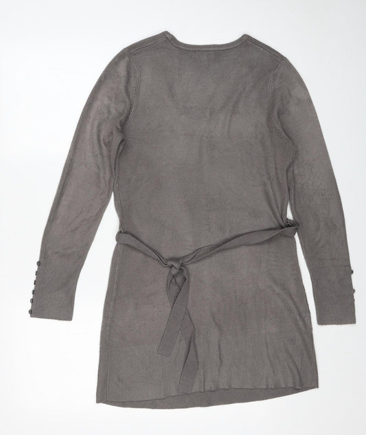 Papaya Womens Grey Acrylic Jumper Dress Size 12 Scoop Neck Pullover