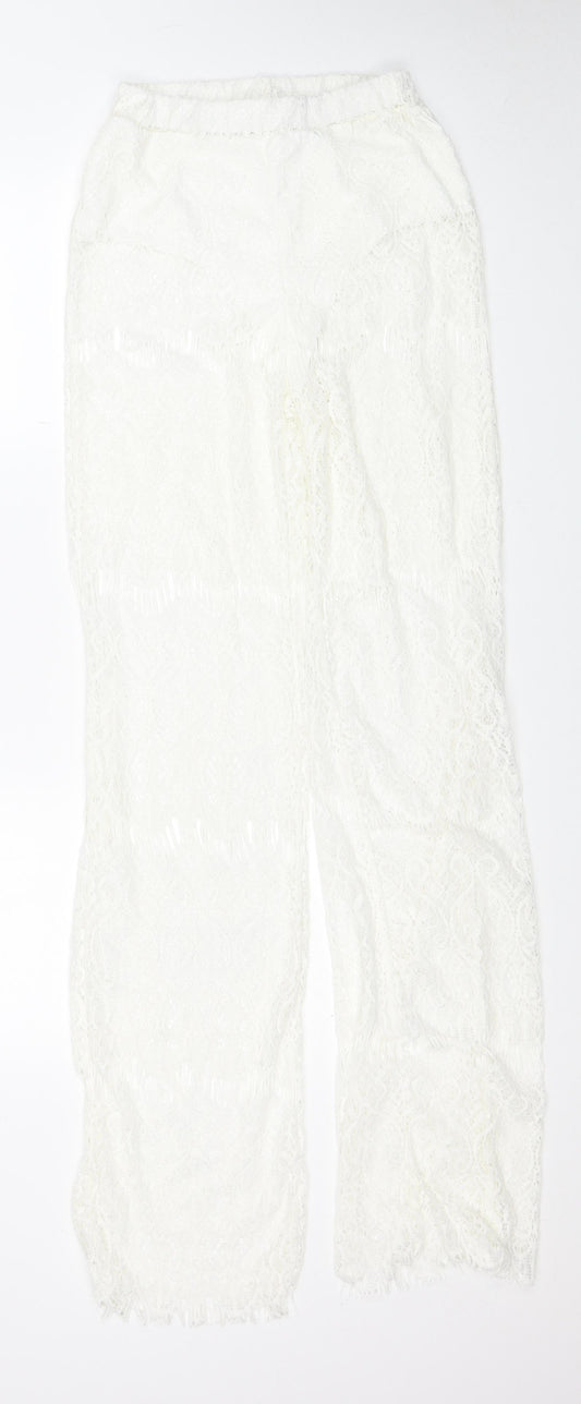 Womens UK Size L Preworn Regular Fit White Trousers