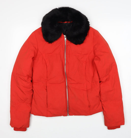 Womens UK Size 12 Topshop Red Puffer Jacket