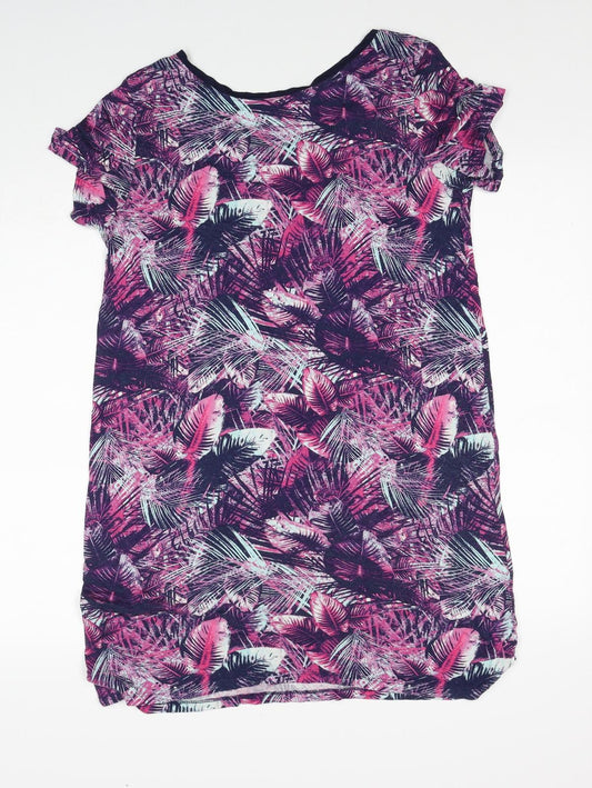 George Womens Purple Geometric Viscose Shift Size 10 V-Neck Pullover