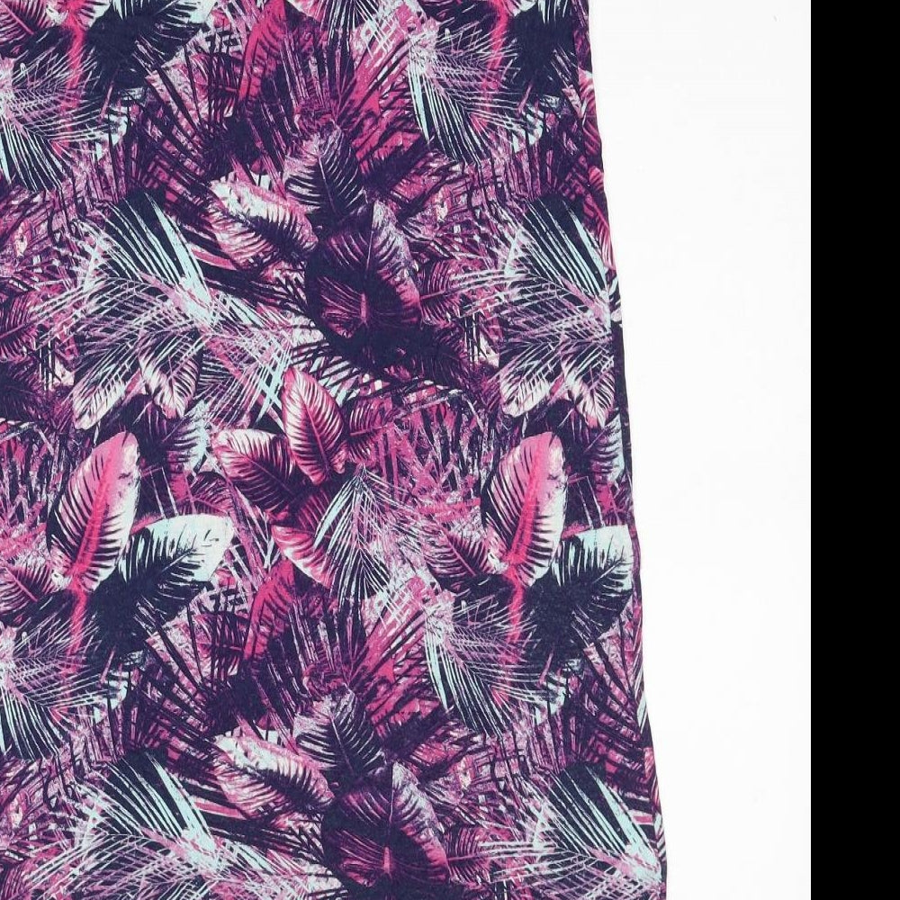 George Womens Purple Geometric Viscose Shift Size 10 V-Neck Pullover