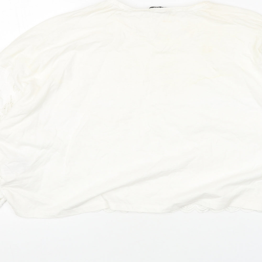 Womens UK Size M Zara White Cropped Blouse
