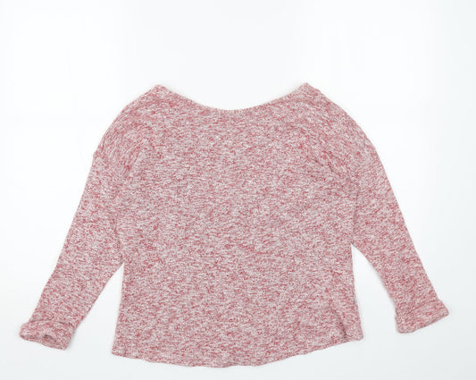 ASOS Womens Red Scoop Neck Cotton Pullover Jumper Size 8