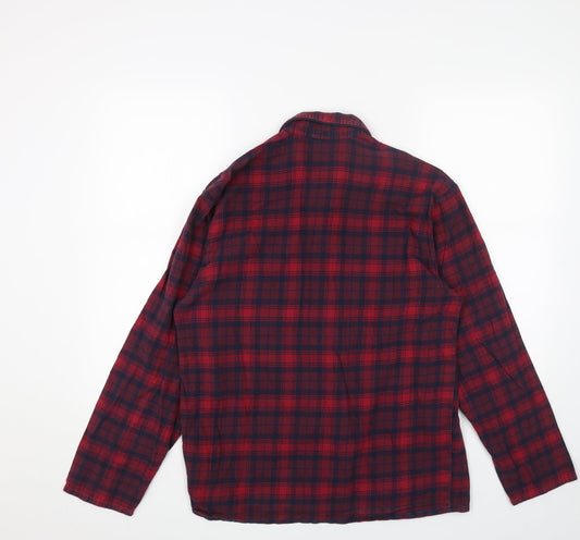 Marks and Spencer Womens Red Geometric Cotton Basic Button-Up Size S V-Neck
