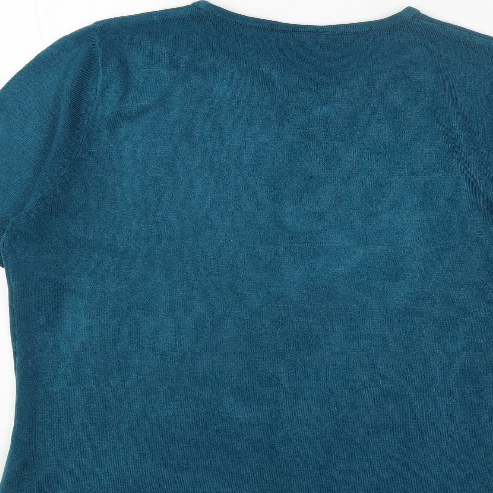 BHS Womens Blue Scoop Neck Acrylic Pullover Jumper Size 12