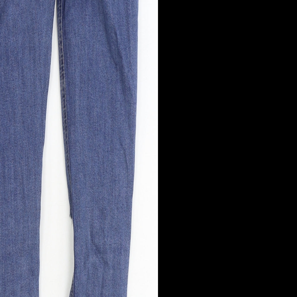 Topshop Womens Blue Cotton Skinny Jeans Size 30 in Regular Zip