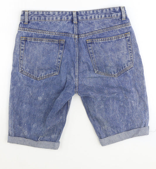 Denim & Co. Mens Black Cotton Biker Shorts Size 30 in Regular Zip