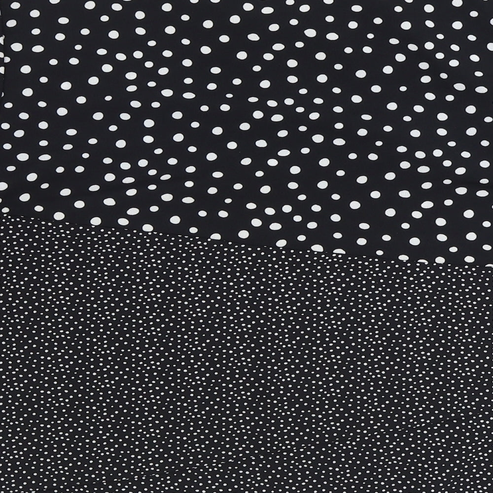 Nutmeg Womens Black Polka Dot Polyester Basic Blouse Size 6 Round Neck
