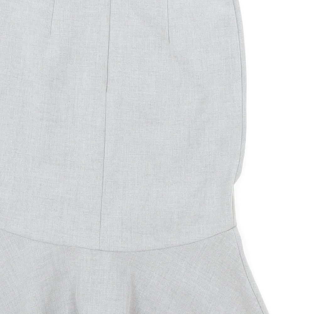 H&M Womens Grey Cotton Trumpet Skirt Size 10 Zip