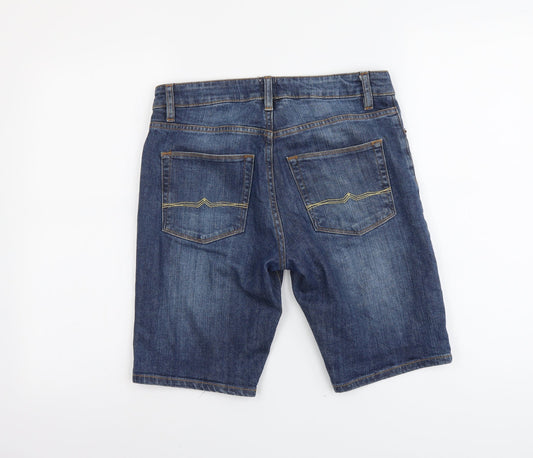 ASOS Mens Blue Cotton Biker Shorts Size 30 in L10 in Regular Button