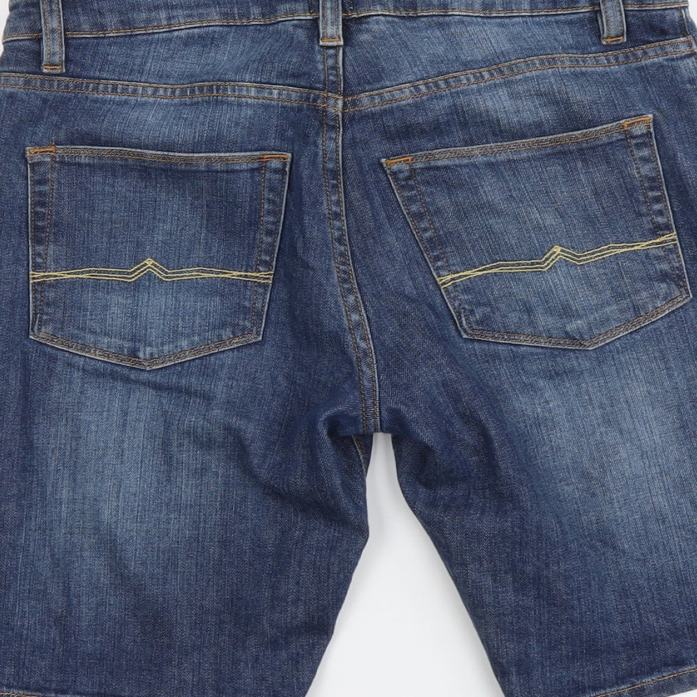 ASOS Mens Blue Cotton Biker Shorts Size 30 in L10 in Regular Button