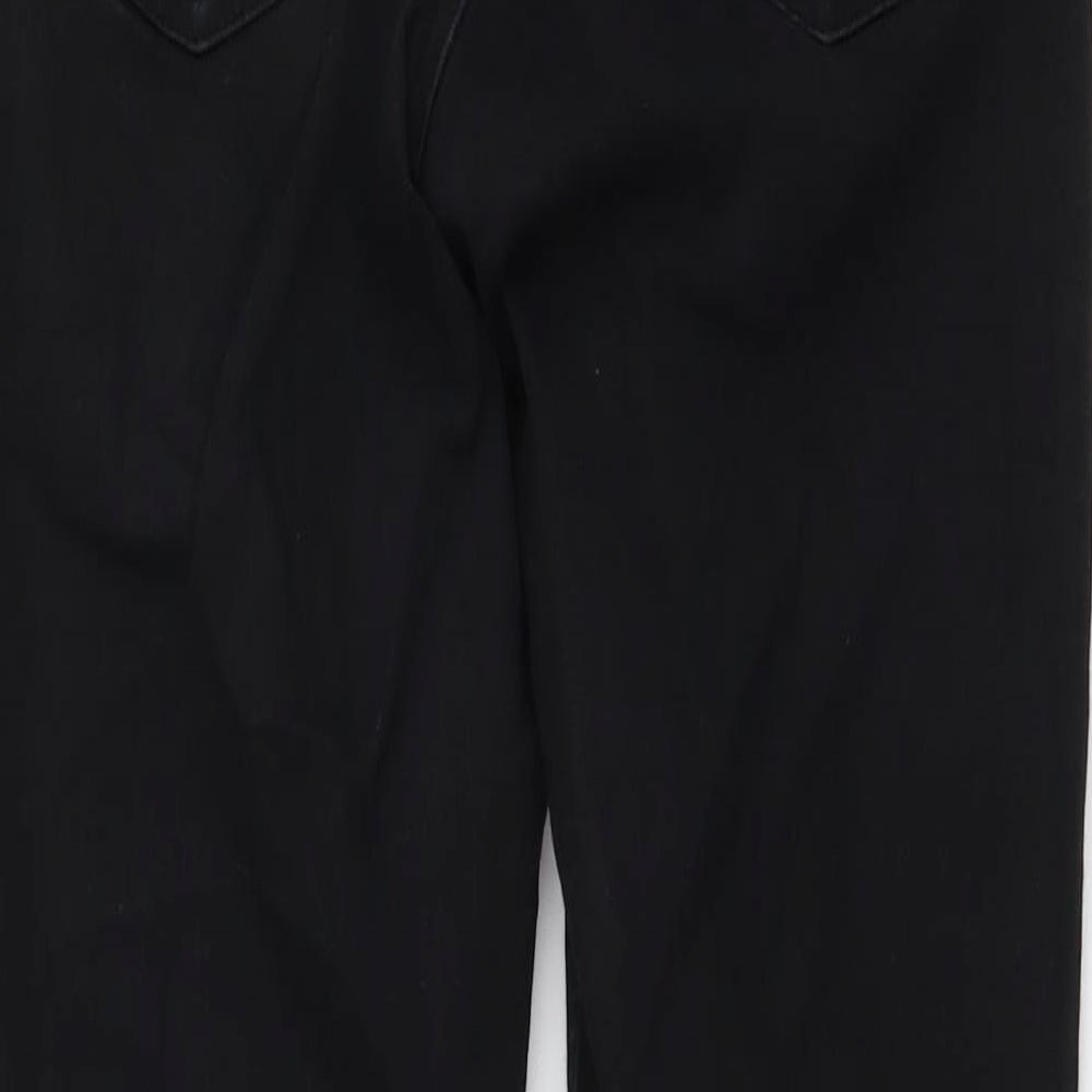 Topshop Womens Black Cotton Skinny Jeans Size 28 in L25 in Regular Button - Distressed Hems