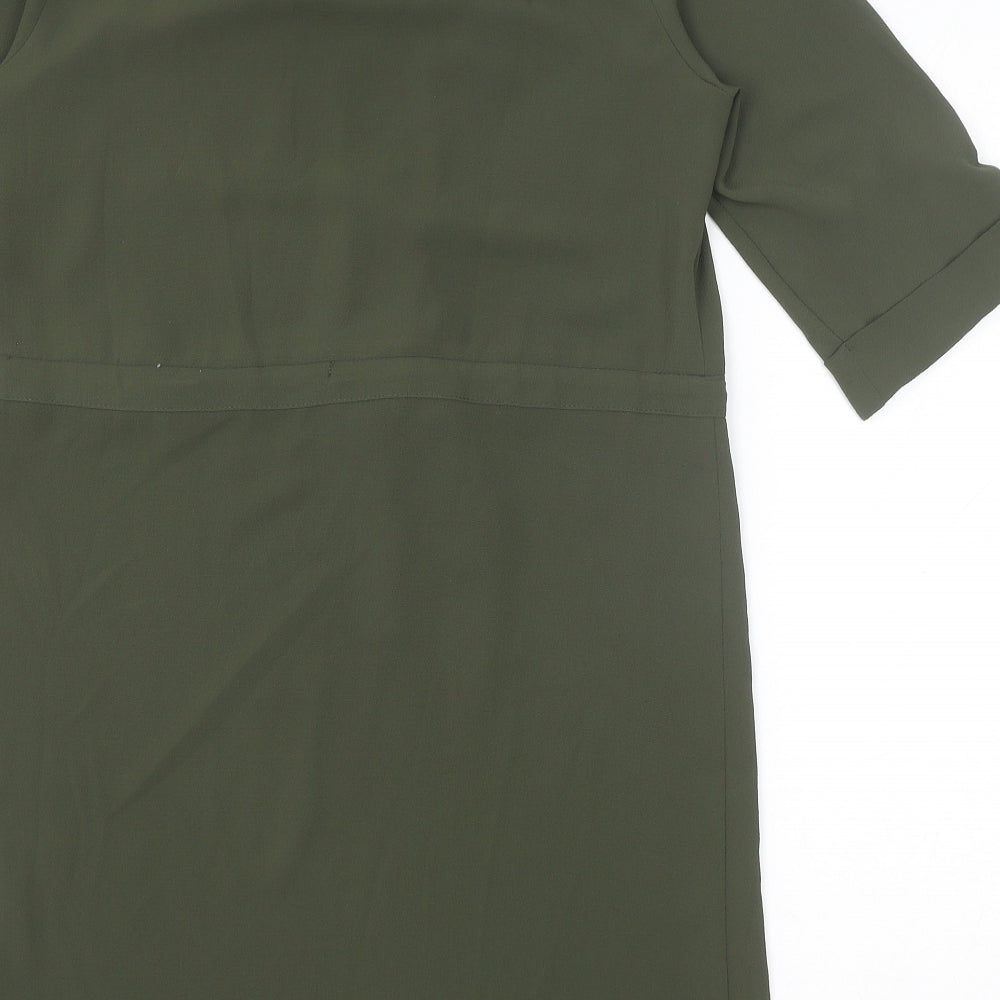 F&F Womens Green Polyester A-Line Size 6 Round Neck Zip - Drawstring Waist