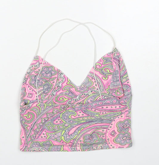 Womens UK Size 8 Missguided Pink Cropped Tank