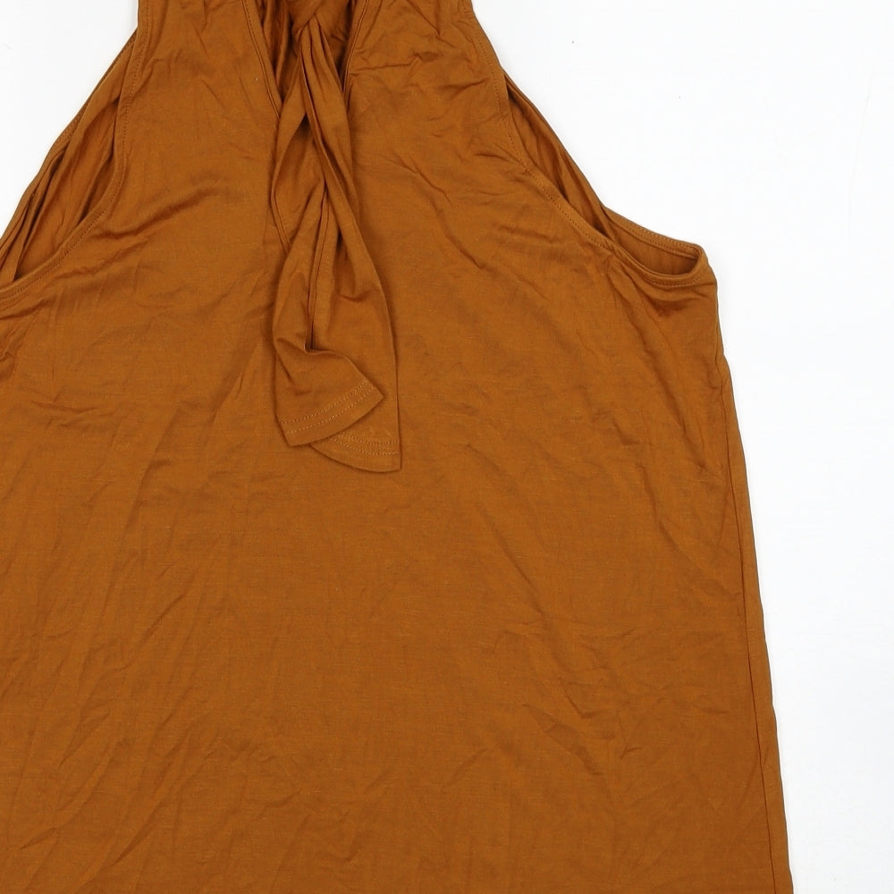 Womens UK Size XL Preworn Brown Basic Tank