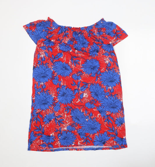 George Womens Red Floral Viscose Shift Size S Off the Shoulder Pullover