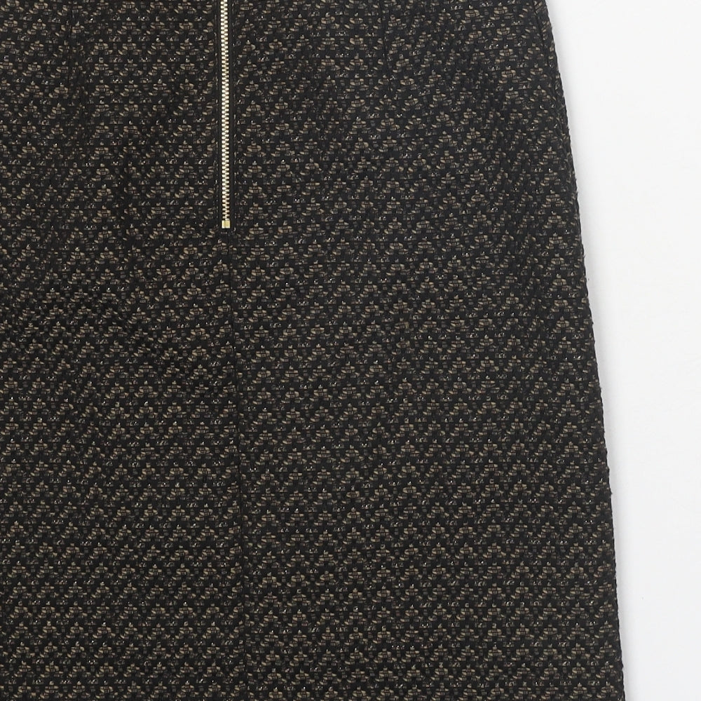 Marks and Spencer Womens Black Geometric Polyester Skort Skirt Size 6 Zip