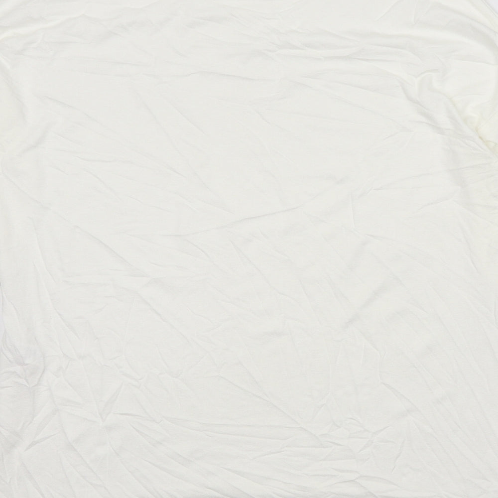 F&F Womens White Viscose Basic T-Shirt Size 14 Scoop Neck - Cold Shoulder