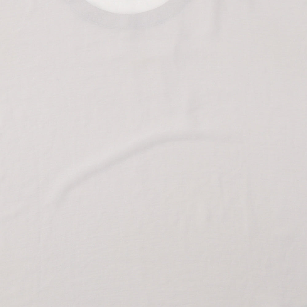 M&Co Womens Grey Polyester Basic T-Shirt Size 14 Scoop Neck