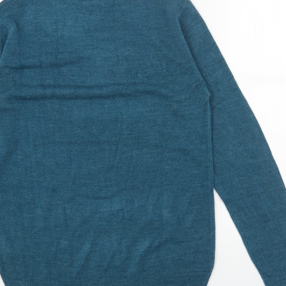 Cedar Wood State Mens Blue Round Neck Acrylic Pullover Jumper Size S Long Sleeve