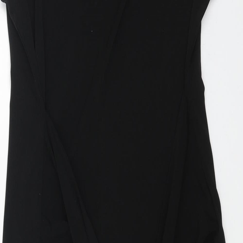 Debenhams Womens Black Polyester Pencil Dress Size 12 Round Neck Pullover