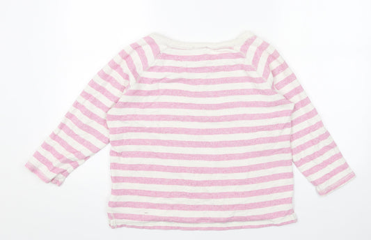 Gap Womens Pink Striped Cotton Pullover Sweatshirt Size S Pullover