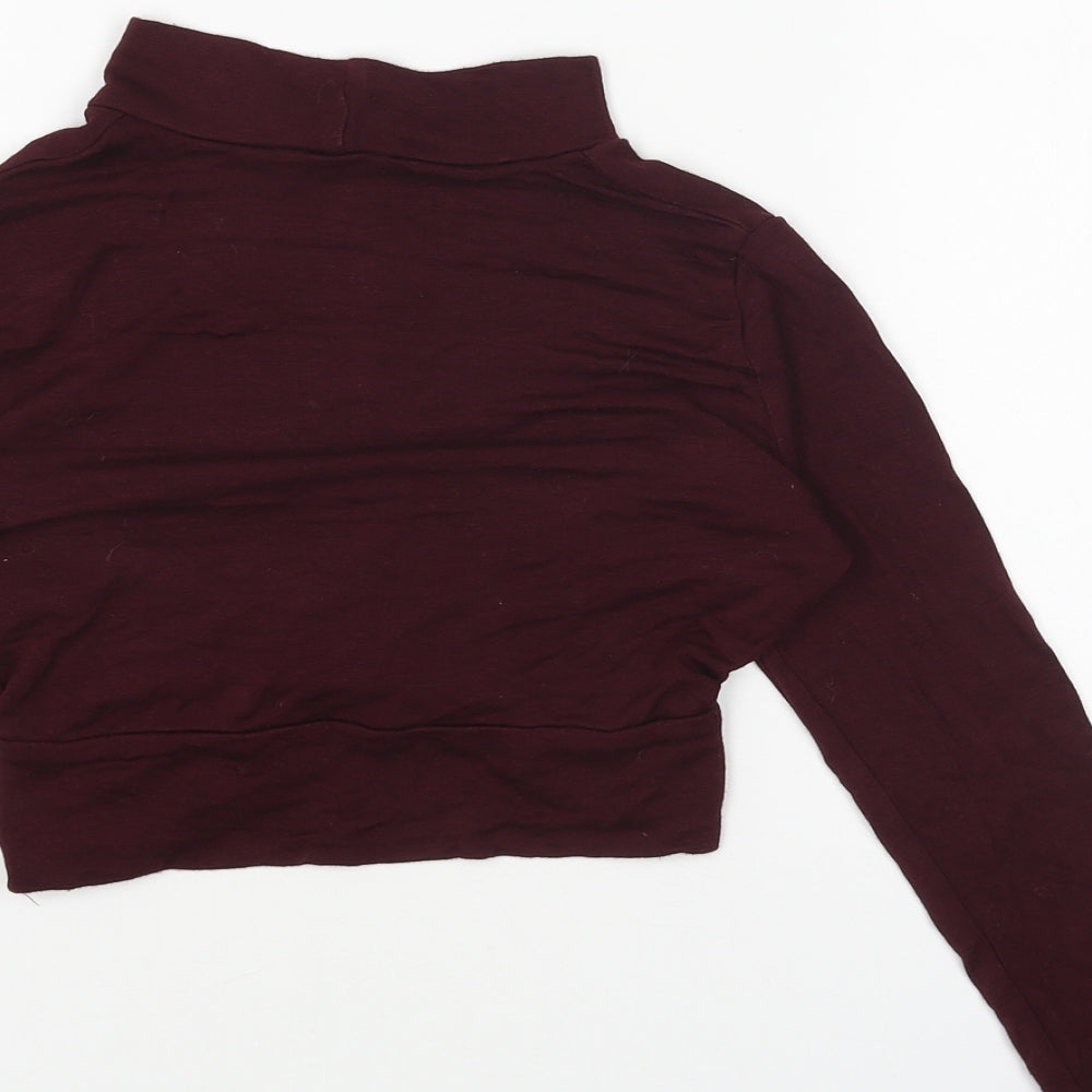 Womens UK Size 4 Topshop Red Cropped Blouse