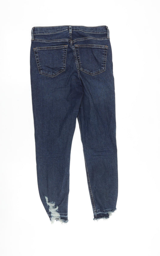Topshop Womens Blue Cotton Skinny Jeans Size 26 in Slim Zip