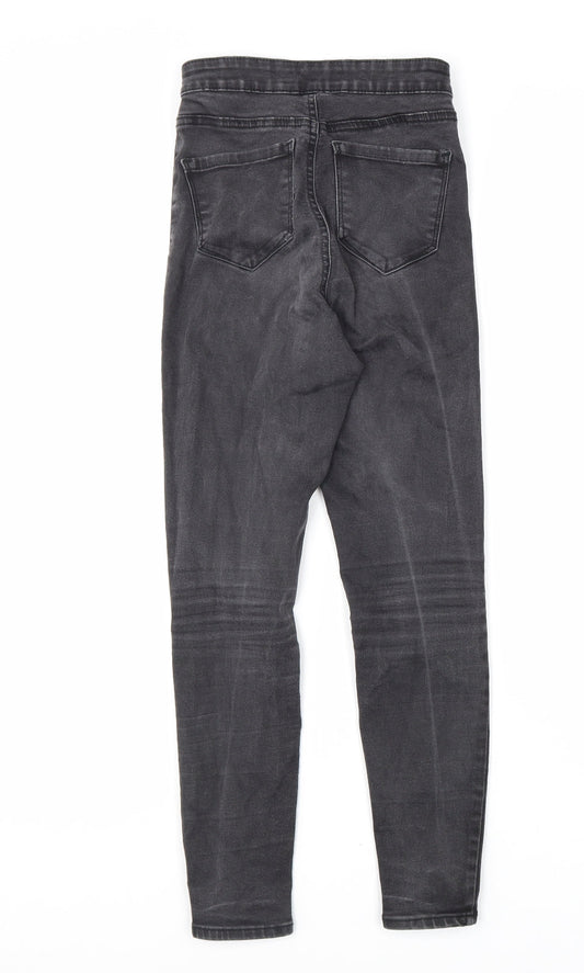 Denim & Co. Womens Grey Cotton Skinny Jeans Size 6 L26 in Regular Zip