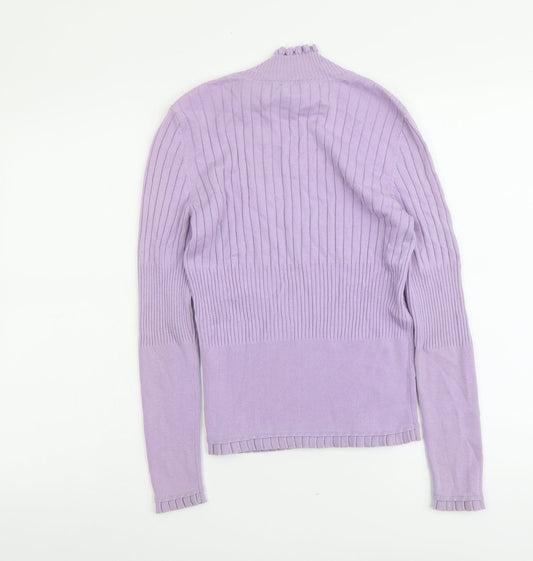 Basler Womens Purple Ribbed Acrylic Pullover Jumper Size S