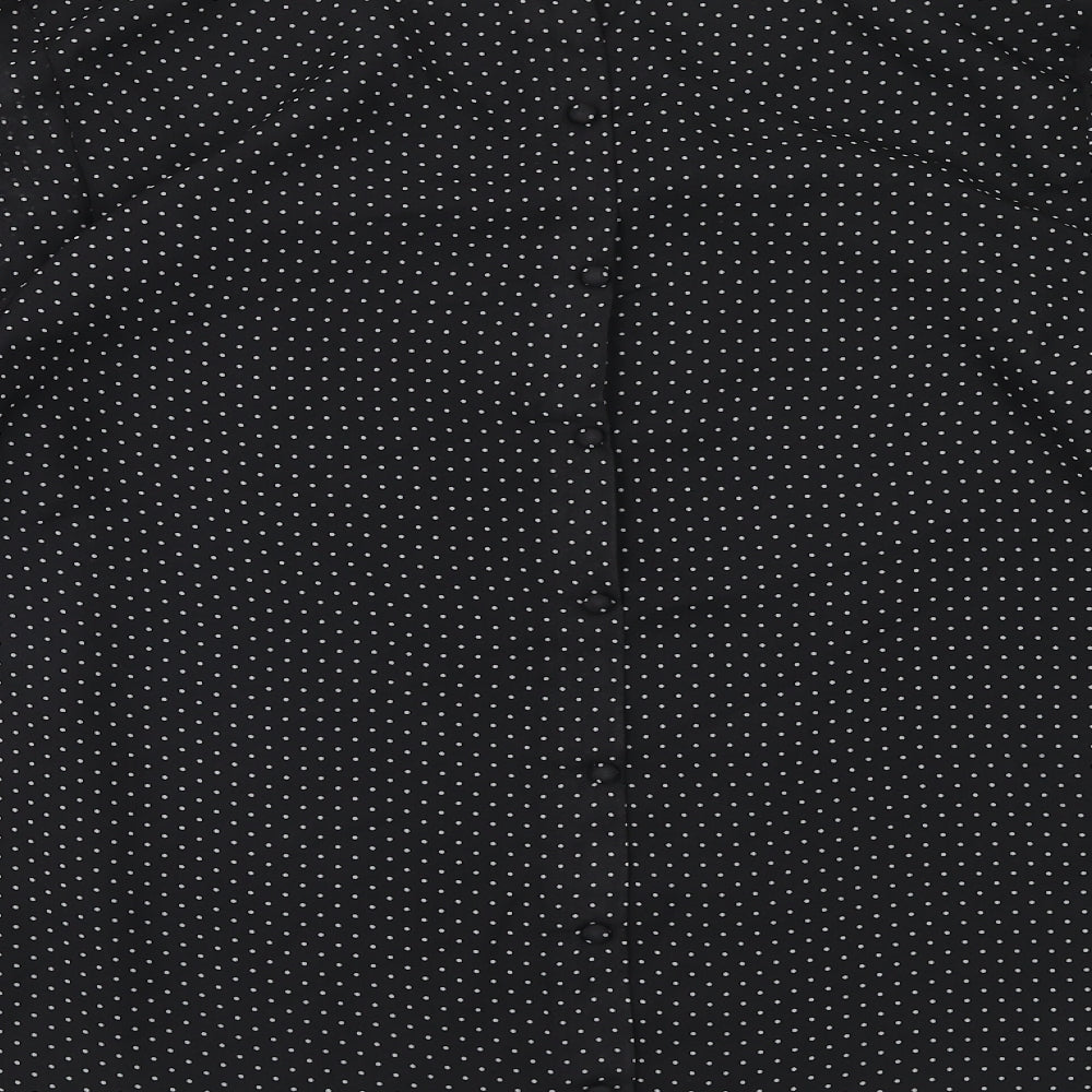M&Co Womens Black Polka Dot Polyester Basic Blouse Size 18 V-Neck