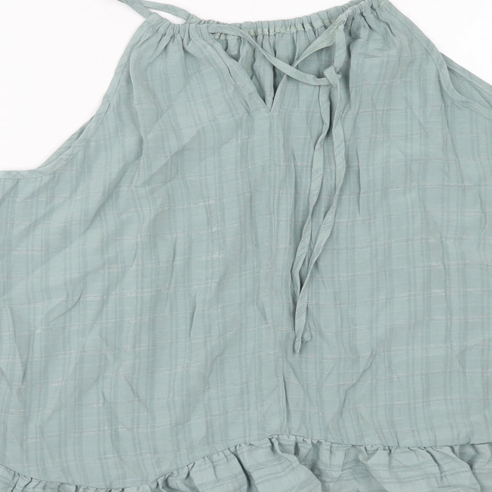 SheIn Womens Green Polyester Basic Tank Size L Round Neck