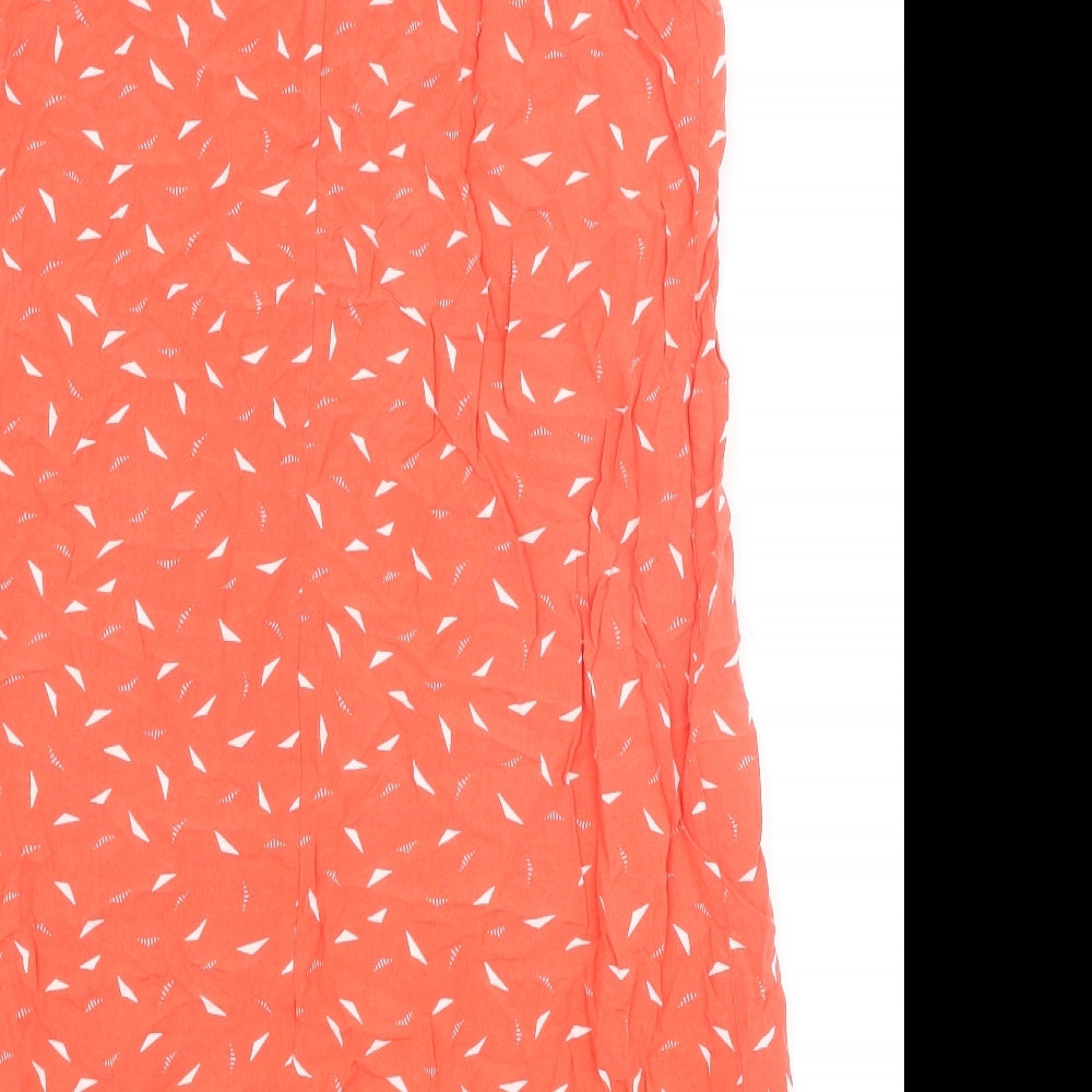 Gap Womens Orange Geometric Viscose Tank Dress Size M V-Neck Pullover