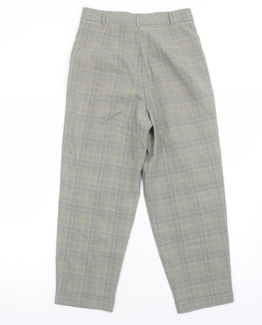 Warehouse Womens Beige Plaid Polyester Trousers Size 8 Regular Zip