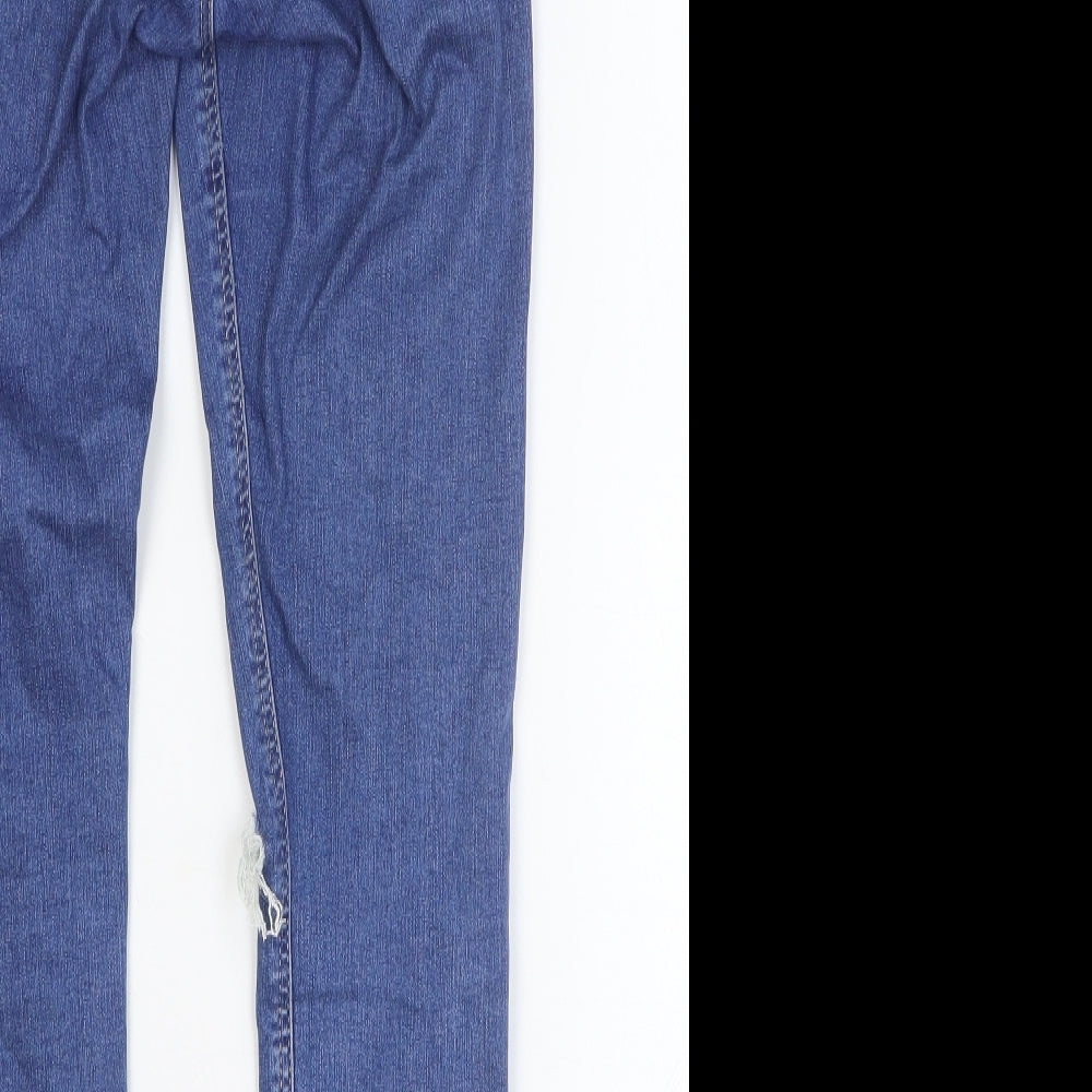 Topshop Womens Blue Cotton Skinny Jeans Size 28 Extra-Slim Button