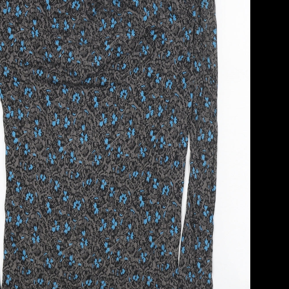 French Connection Womens Grey Floral Viscose A-Line Size 12 Cowl Neck Pullover