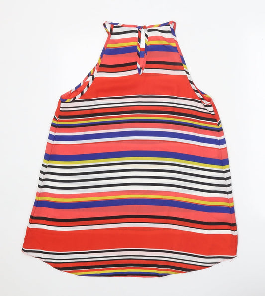 Papaya Womens Red Striped Polyester Basic Tank Size 14 Halter