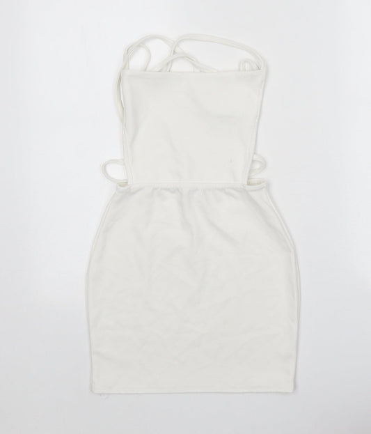 In the Style Womens White Polyester A-Line Size 6 Square Neck Pullover