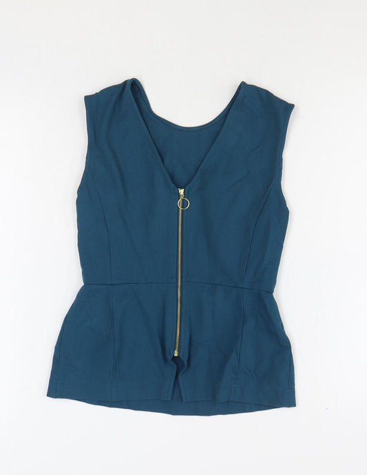 Autograph Womens Green Viscose Basic Blouse Size 8 Boat Neck