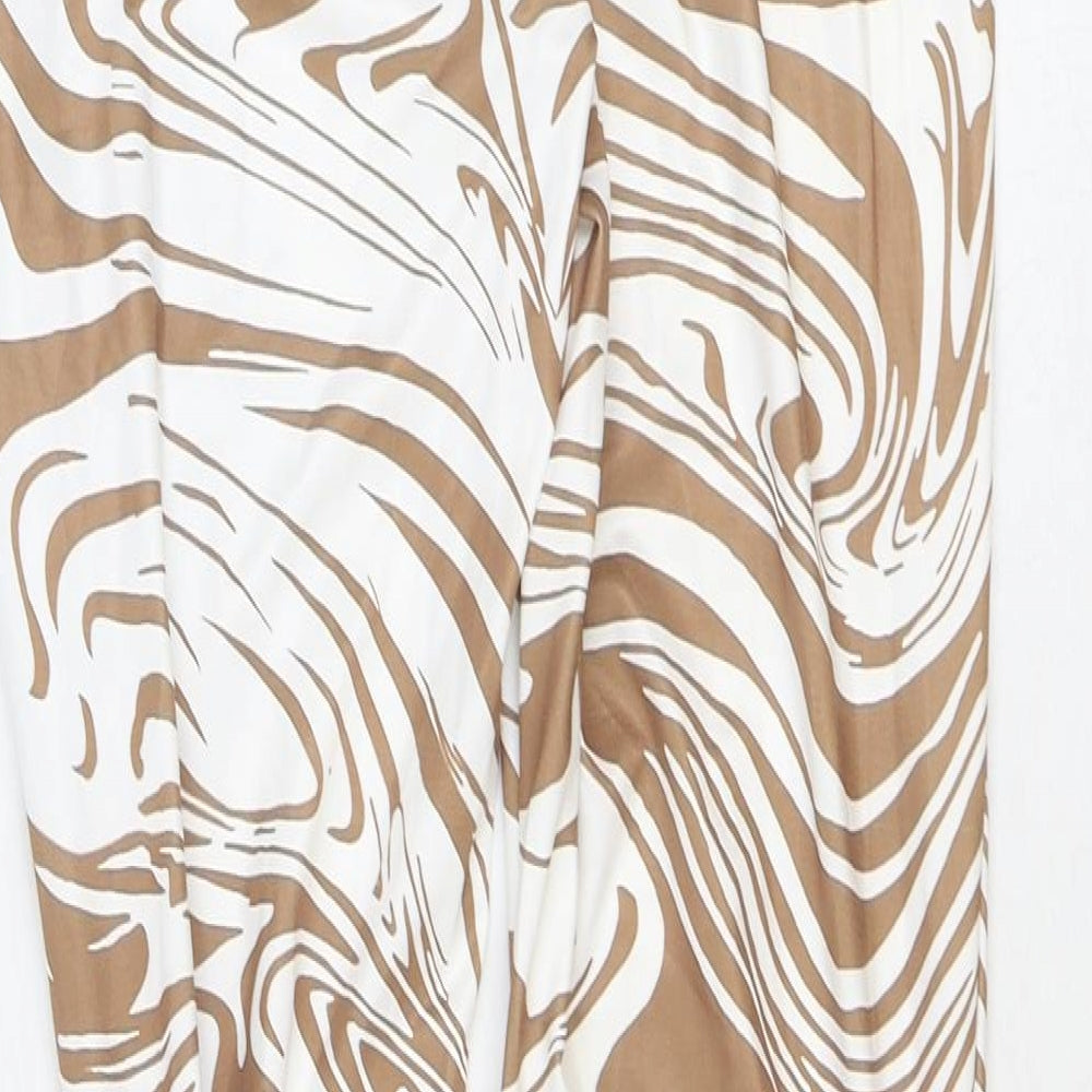 SheIn Womens Brown Animal Print Polyester Trousers Size XS Regular - Ruched